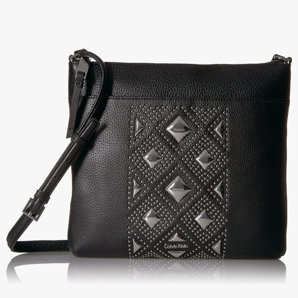 Calvin Klein Black Crossbody Bag with Silver Accents